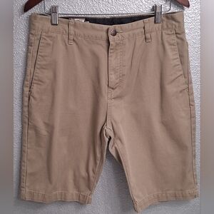 Volcom Men's Flat Front Tan Shorts.    Size 30